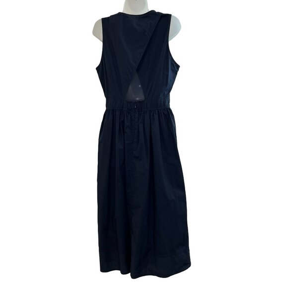 J. Crew Navy Sleeveless Blue Apron Midi Dress Size 10 Tall - Picture 5 of 10